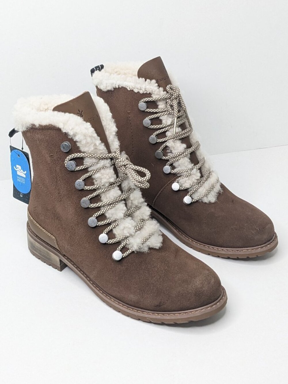 Emu Australia Billington Waterproof Sheepskin Ankle Boots Brown Suede Womens 8